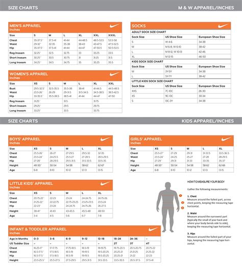 nike youth size chart clothing